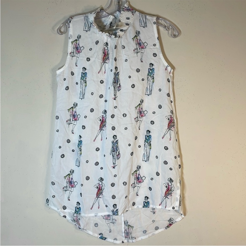 NWT.  DOLCEZZA XS Fashion Girl Print Sleeveless Tunic Top.